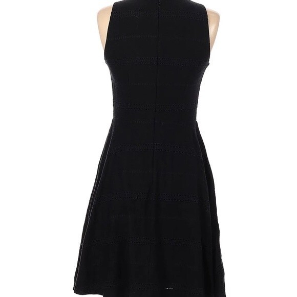 Ann Taylor Loft black eyelet fit and flare dress size 0 - Picture 3 of 8